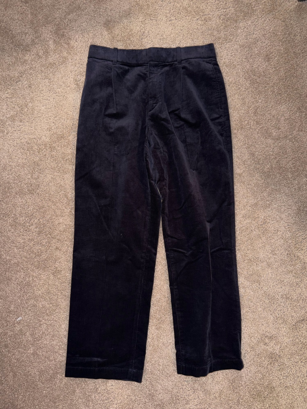 Uniqlo Navy Straight-Leg Corduroy Pants